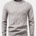 Heavyweight Geometric Jacquard Mock Neck Sweater