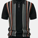 Stripe Knit Zip Up Polo Shirt & Slim Fit Tapered Trousers