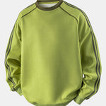 Relax Fit Stripe Waffle Crew Neck Sweatshirt