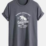 Regular Fit California Palm Tree Print Cotton T-Shirt