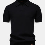 Pineapple Texture Knit V Neck Polo