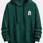 Ghost Drinking Coffee Print Relax Fit Hoodie