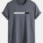 Regular Fit Paris Stripe Print Cotton T-Shirt