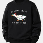 Christmas Goose Print Relax Fit Sweatshirt