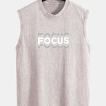 Focus Print Washed Distressed Tank Top