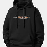 Zipper Cat Print Relax Fit Hoodie