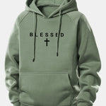 Blessed Print Drawstring Hoodie
