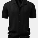 Stripe Button Up Open Knit Shirt