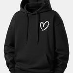Heart Print Relax Fit Hoodie