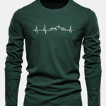 Long Sleeve Heartbeat Print Cotton T-Shirt