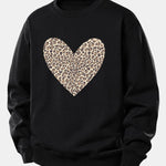Leopard Heart Print Relax Fit Sweatshirt