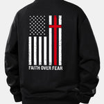 Faith Over Fear American Flag Print Relax Fit Sweatshirt