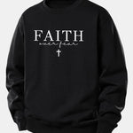 Faith Over Fear Print Relax Fit Sweatshirt