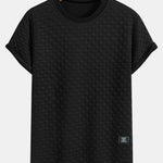 Checkerboard Jacquard  Arc Hem T-Shirt