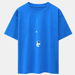 Astronaut On A Rope Print Drop Shoulder Oversize T-Shirt