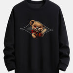 Halloween Zipper Evil Bear Print Relax Fit Sweatshirt