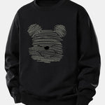 Polka Dot Bear Print Relax Fit Sweatshirt