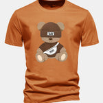 Regular Fit Stripe Bear Print Cotton T-Shirt