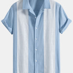 Linen Look Patchwork Bowling Shirt & Straight Leg Linen Pants