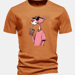 Regular Fit Pink Panther Print Cotton T-Shirt