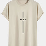 Stripe Peace Print Cotton Arc Hem T-Shirt