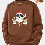 Hip Hop Santa Claus Print Teddy Fleece Lined Sweatshirt
