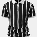 Striped Zip Up Knit Polo