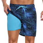 2 In 1 Palm Tree Print Swim Shorts