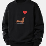 Heart-shaped Balloon Dachshund Print Relax Fit Sweatshirt