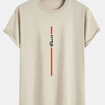 Stripe Paris Print Cotton Arc Hem T-Shirt