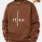 Relax Print Teddy Fleece Lined Sweatshirt