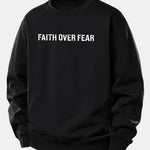 Faith Over Fear American Flag Print Relax Fit Sweatshirt