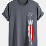 Regular Fit 1776 American Flag Print Cotton T-Shirt