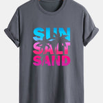 Regular Fit Colorful Sun Salt Sand Print Cotton T-Shirt