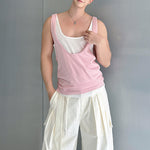 Contrast Color Layered Casual Sleeveless Vest