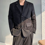 Fringed Patchwork Shoulder Pad Blazer