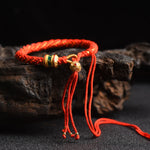Buddha Stones Tibetan Handmade Luck Prayer Wheel Bead Charm Weave Colorful String Bracelet