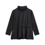 Loose Drawstring Waist Long Sleeve Shirt