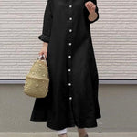 Zeagoo Women's Casual Loose Shirt Dresses Plain Color Stand Up Collar Long Sleeved Cardigan