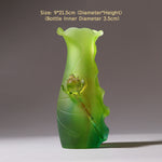 Buddha Stones Feng Shui Lotus Handmade Liuli Crystal Art Piece Home Office Offering Decoration