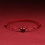 Buddha Stones Natural Lucky Cinnabar Bead Blessing String Bracelet Anklet