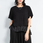 Irregular Pullover Stitching Babydoll Shirt