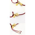Buddha Stones Handmade Peach Blossom Rosette Bow Knot Fu Character Charm Luck Fortune Red Rope Bracelet