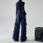 Multi-pocket Workwear Cotton Thickened Wide-leg Pants