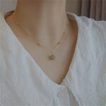 Buddha Stones 14k Gold Plated Hetian Jade Luck Beaded Necklace Pendant (Extra 35% Off | USE CODE: FS35)