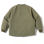 Color-blocked Crew Neck Quilted Cotton Coat