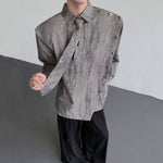 Metal Chain Tie Padded Shoulder Patchwork Shirt