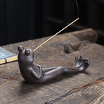 Buddha Stones Meditation Frog Ceramic Spiritual Healing Incense Burner