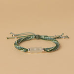 Buddha Stones White Jade Bamboo Reincarnation Knot Wealth Luck Strength String Bracelet