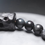 Buddha Stones Black Rutilated Quartz Ebony Wood White Crystal Success Couple Bracelet